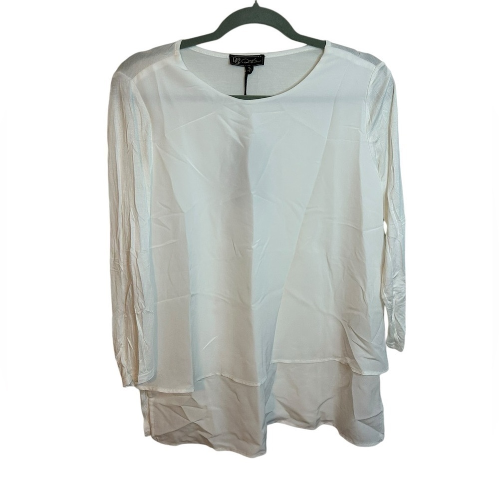 DG2 By Diane Gilman Classic White Layered Blouse